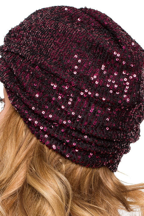 Turban damski czapka w cekiny do włosów wino me660 Turban damski czapka w cekiny do włosów wino me660