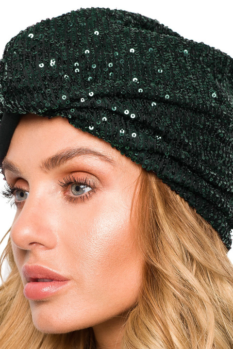 Turban damski czapka w cekiny do włosów zielony me660 Turban damski czapka w cekiny do włosów zielony me660