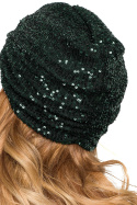 Turban damski czapka w cekiny do włosów zielony me660