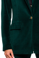 Żakiet damski klasyczny welurowy zapinany na guzik zielony me643