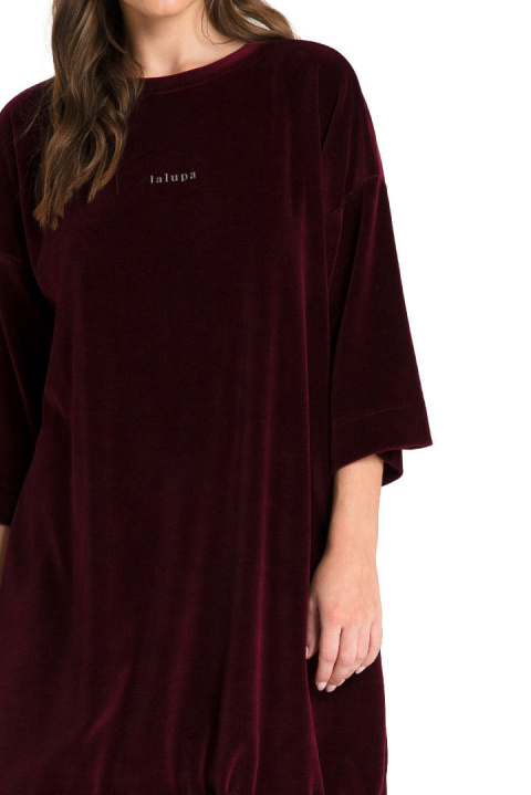 Bluza damska welurowa krótka dzianinowa z gumką bordowa LA084 Bluza damska welurowa krótka dzianinowa z gumką bordowa LA084