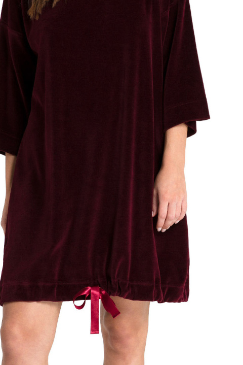 Bluza damska welurowa krótka dzianinowa z gumką bordowa LA084 Bluza damska welurowa krótka dzianinowa z gumką bordowa LA084