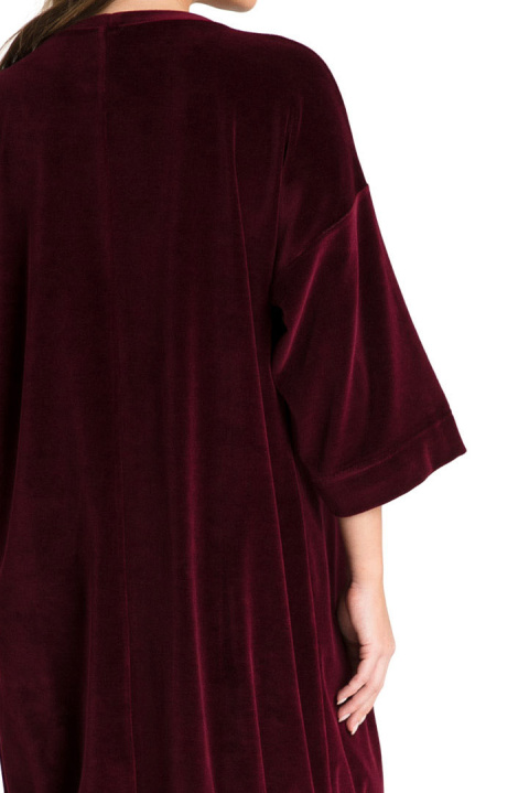 Bluza damska welurowa krótka dzianinowa z gumką bordowa LA084 Bluza damska welurowa krótka dzianinowa z gumką bordowa LA084