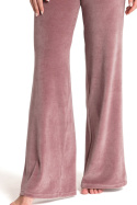 Spodnie damskie welurowe z szerokimi nogawkami brudny róż LA086