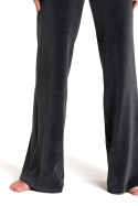 Spodnie damskie welurowe z szerokimi nogawkami grafitowe LA086