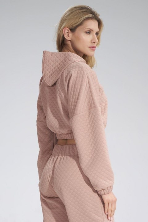 Bluza damska krótka sportowa dresowa pikowana z kapturem różowa M796 Bluza damska krótka sportowa dresowa pikowana z kapturem różowa M796