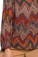 Bluzka damska z wiskozy w azteckie wzory długi rękaw dekolt V m1 S293