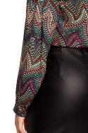 Bluzka damska z wiskozy w azteckie wzory długi rękaw dekolt V m2 S293