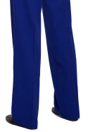 Spodnie damskie klasyczne na kant proste szerokie nogawki chabrowe S283