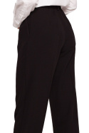 Spodnie damskie klasyczne na kant proste szerokie nogawki czarne S283