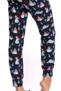 Spodnie damskie do spania od piżamy bawełniane motyw zimowy m2 LA094