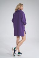 Sukienka mini luźna sportowa z kominem długi rękaw fioletowa M797
