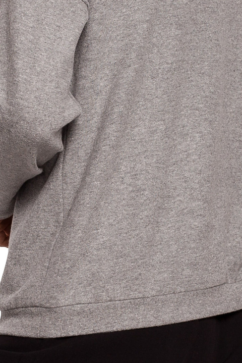 Sweter damski luźny z dekoltem V z koronką dzianinowy szary S274 Sweter damski luźny z dekoltem V z koronką dzianinowy szary S274
