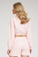 Bluza damska dresowa krótka crop top z szeroką gumą różowa M771