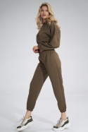 Spodnie damskie sportowe dresowe pikowane z gumką beżowe M794