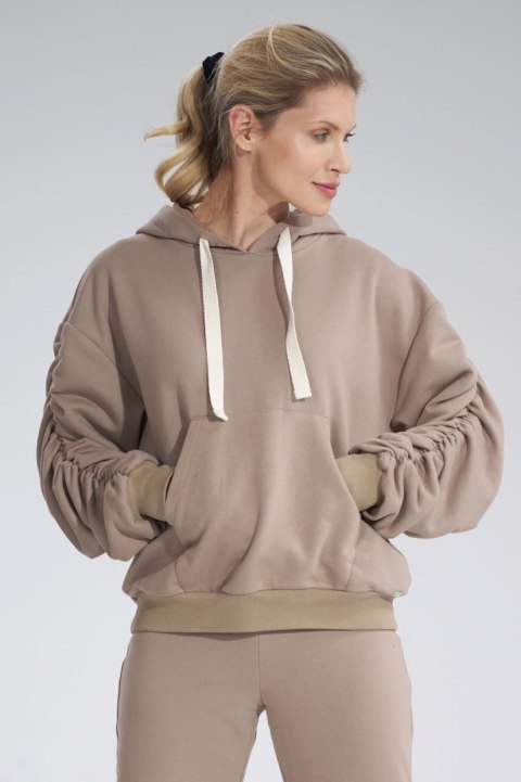 Bluza dmaska dresowa z kapturem i kieszenią gruba bawełna beżowa M801 Bluza dmaska dresowa z kapturem i kieszenią gruba bawełna beżowa M801