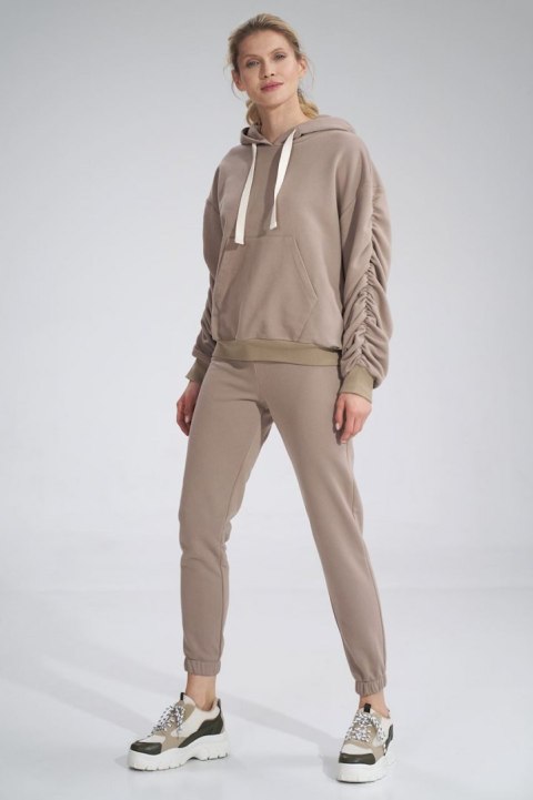 Bluza dmaska dresowa z kapturem i kieszenią gruba bawełna beżowa M801 Bluza dmaska dresowa z kapturem i kieszenią gruba bawełna beżowa M801