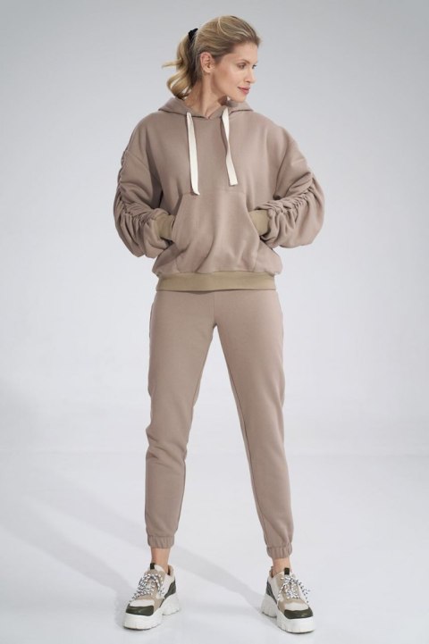 Bluza dmaska dresowa z kapturem i kieszenią gruba bawełna beżowa M801 Bluza dmaska dresowa z kapturem i kieszenią gruba bawełna beżowa M801