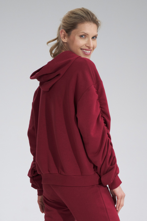 Bluza dmaska dresowa z kapturem i kieszenią gruba bawełna bordowaM801 Bluza dmaska dresowa z kapturem i kieszenią gruba bawełna bordowaM801
