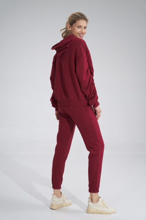 Bluza dmaska dresowa z kapturem i kieszenią gruba bawełna bordowaM801 Bluza dmaska dresowa z kapturem i kieszenią gruba bawełna bordowaM801