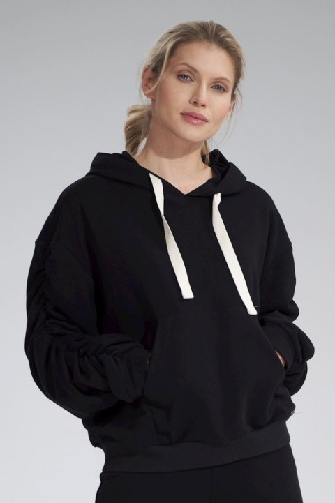 Bluza dmaska dresowa z kapturem i kieszenią gruba bawełna czarna M801 Bluza dmaska dresowa z kapturem i kieszenią gruba bawełna czarna M801