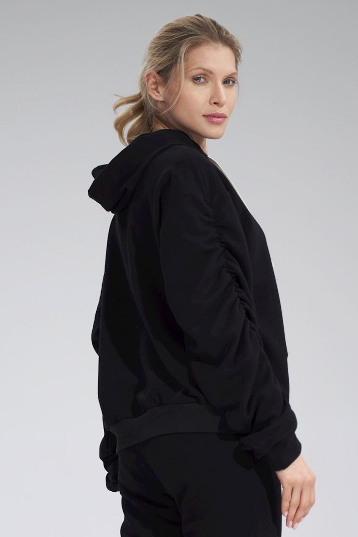 Bluza dmaska dresowa z kapturem i kieszenią gruba bawełna czarna M801 Bluza dmaska dresowa z kapturem i kieszenią gruba bawełna czarna M801