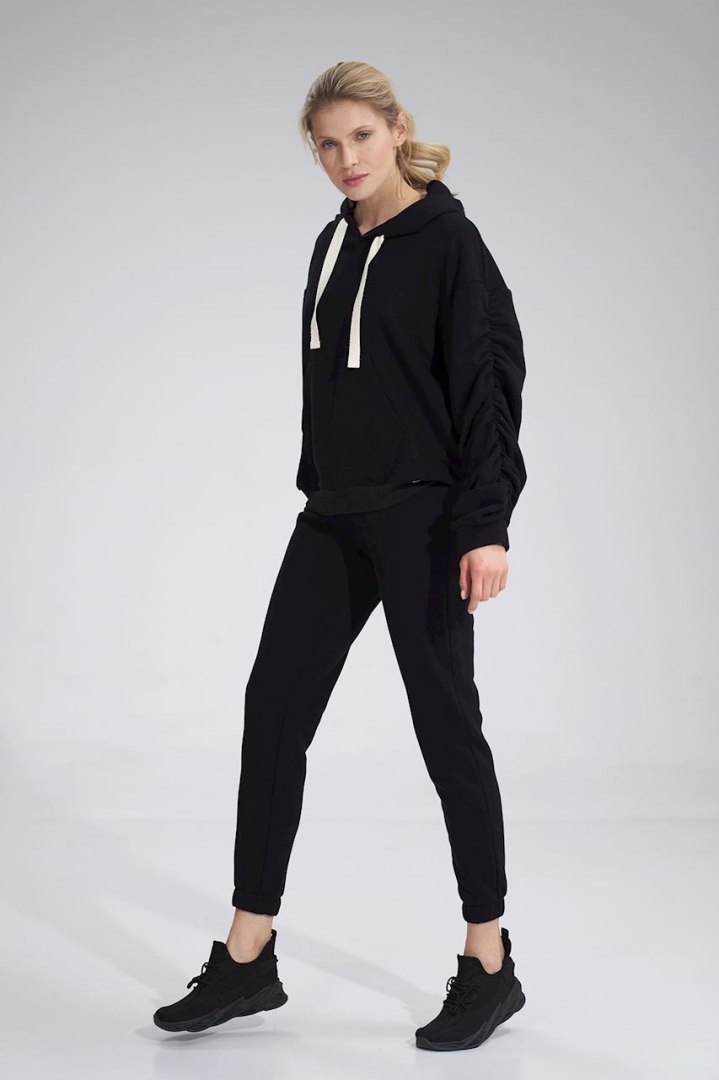 Bluza dmaska dresowa z kapturem i kieszenią gruba bawełna czarna M801 Bluza dmaska dresowa z kapturem i kieszenią gruba bawełna czarna M801