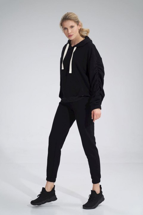 Bluza dmaska dresowa z kapturem i kieszenią gruba bawełna czarna M801 Bluza dmaska dresowa z kapturem i kieszenią gruba bawełna czarna M801