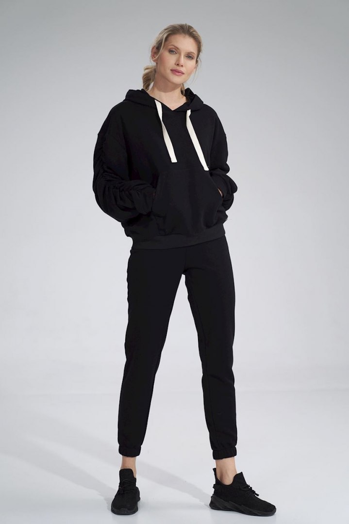 Bluza dmaska dresowa z kapturem i kieszenią gruba bawełna czarna M801 Bluza dmaska dresowa z kapturem i kieszenią gruba bawełna czarna M801