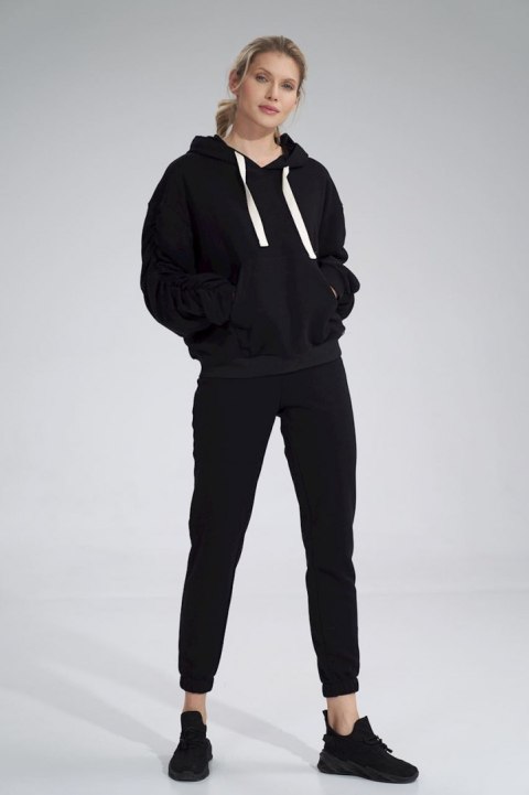 Bluza dmaska dresowa z kapturem i kieszenią gruba bawełna czarna M801 Bluza dmaska dresowa z kapturem i kieszenią gruba bawełna czarna M801