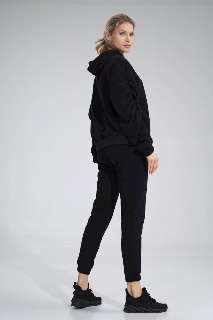 Bluza dmaska dresowa z kapturem i kieszenią gruba bawełna czarna M801