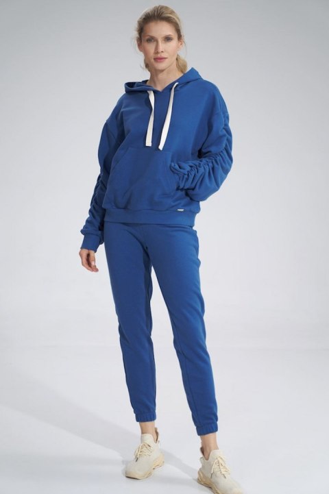 Bluza dmaska dresowa z kapturem i kieszenią gruba bawełna niebieska M801 Bluza dmaska dresowa z kapturem i kieszenią gruba bawełna niebieska M801