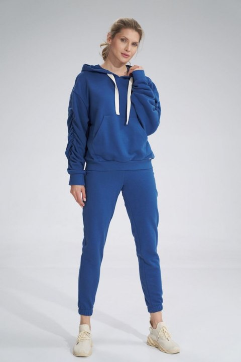 Bluza dmaska dresowa z kapturem i kieszenią gruba bawełna niebieska M801 Bluza dmaska dresowa z kapturem i kieszenią gruba bawełna niebieska M801