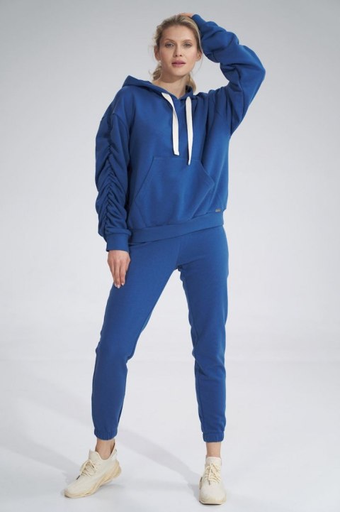 Bluza dmaska dresowa z kapturem i kieszenią gruba bawełna niebieska M801 Bluza dmaska dresowa z kapturem i kieszenią gruba bawełna niebieska M801
