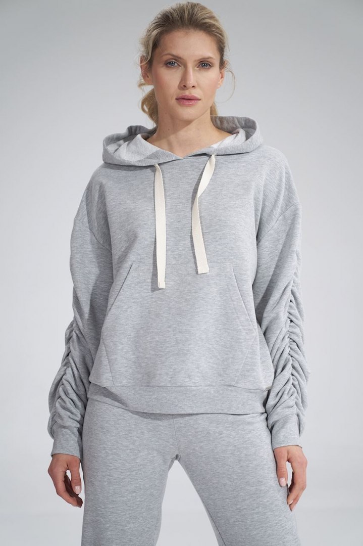 Bluza dmaska dresowa z kapturem i kieszenią gruba bawełna szara M801 Bluza dmaska dresowa z kapturem i kieszenią gruba bawełna szara M801