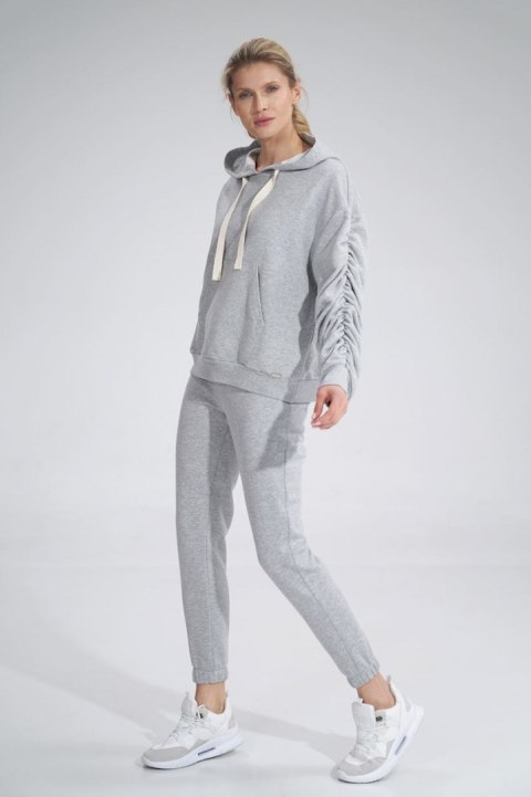 Bluza dmaska dresowa z kapturem i kieszenią gruba bawełna szara M801 Bluza dmaska dresowa z kapturem i kieszenią gruba bawełna szara M801
