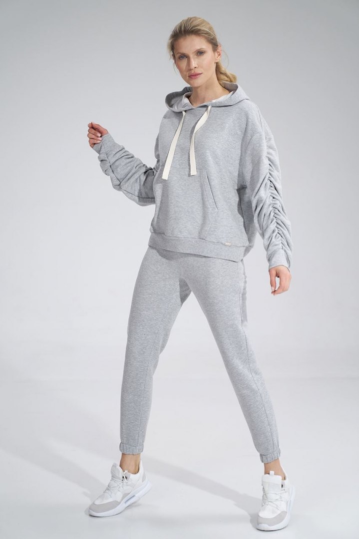 Bluza dmaska dresowa z kapturem i kieszenią gruba bawełna szara M801 Bluza dmaska dresowa z kapturem i kieszenią gruba bawełna szara M801
