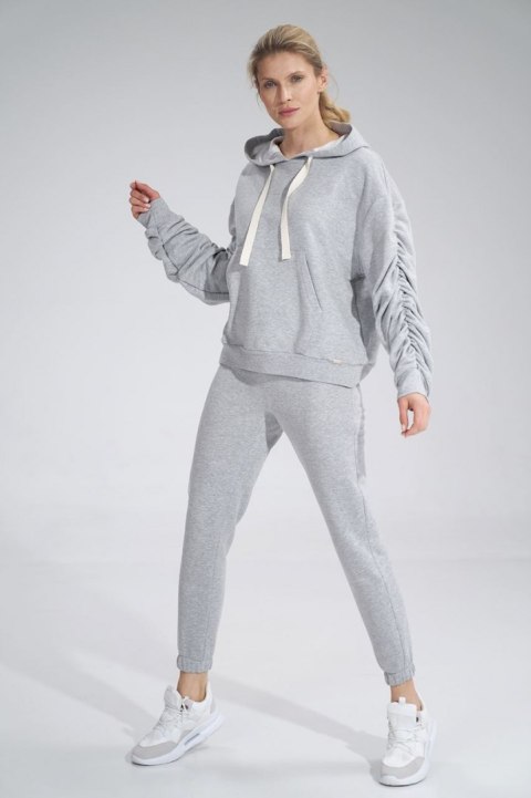 Bluza dmaska dresowa z kapturem i kieszenią gruba bawełna szara M801 Bluza dmaska dresowa z kapturem i kieszenią gruba bawełna szara M801