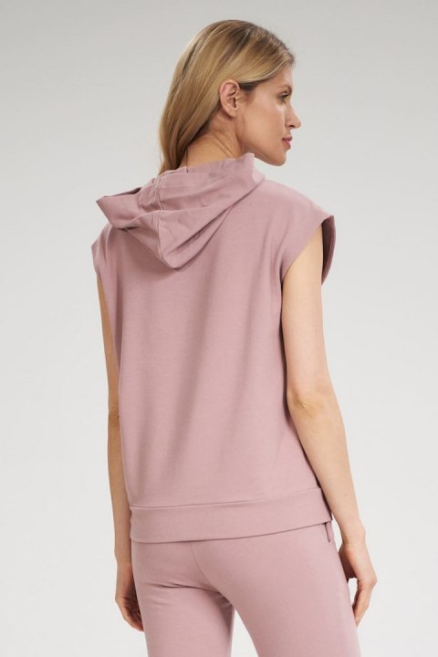 Bluza damska dresowa bezrękawnik z kapturem i kieszenią ciemny róż M802 Bluza damska dresowa bezrękawnik z kapturem i kieszenią ciemny róż M802