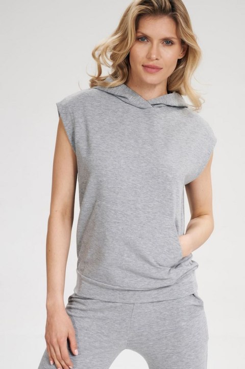 Bluza damska dresowa bezrękawnik z kapturem i kieszenią szara M802 Bluza damska dresowa bezrękawnik z kapturem i kieszenią szara M802