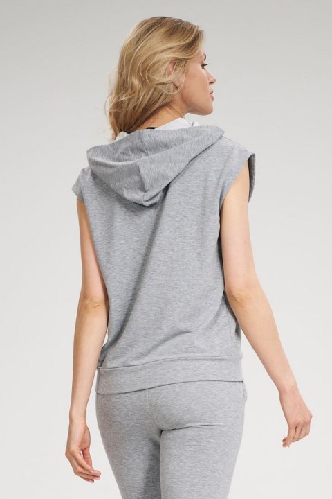 Bluza damska dresowa bezrękawnik z kapturem i kieszenią szara M802 Bluza damska dresowa bezrękawnik z kapturem i kieszenią szara M802