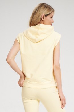 Bluza damska dresowa bezrękawnik z kapturem i kieszenią żółta M802