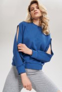 Bluza damska dresowa ze ściągaczem rękaw z pęknięciem niebieska M803