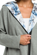 Bluza damska oversize z kapturem rozpinana na skos szara L/XL B091