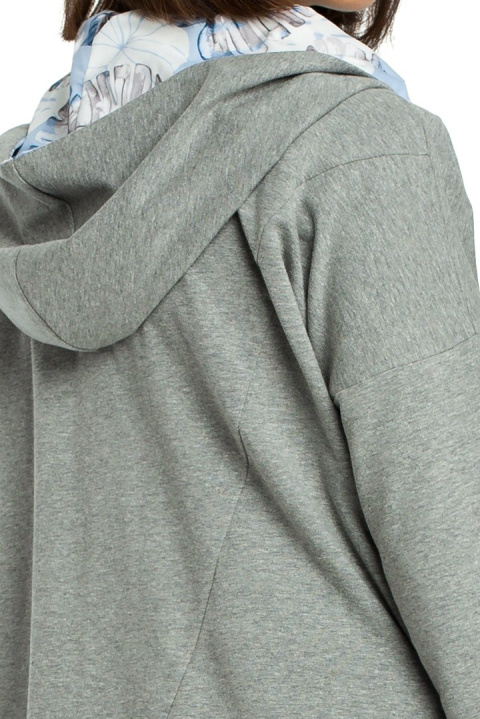 Bluza damska oversize z kapturem rozpinana na skos szara L/XL B091 Bluza damska oversize z kapturem rozpinana na skos szara L/XL B091