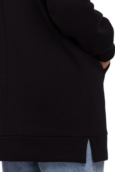 Długa bluza damska oversize z kapturem i kieszenią czarna S/M me534 Długa bluza damska oversize z kapturem i kieszenią czarna S/M me534
