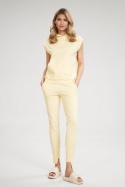 Spodnie damskie dresowe bawełniane z gumką w pasie żółte M806