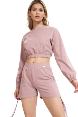 Bluza damska dresowa krótka crop top z szeroką gumą ciemny róż M771