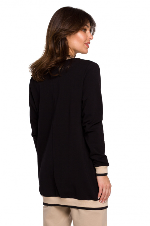 Bluza damska dzianinowa rozpinana ściągacz dekolt V czarna B227 Bluza damska dzianinowa rozpinana ściągacz dekolt V czarna B227