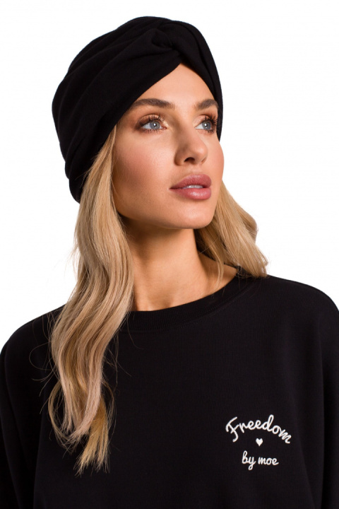 Czapka damska typu turban dzianinowa czarna me601 Czapka damska typu turban dzianinowa czarna me601